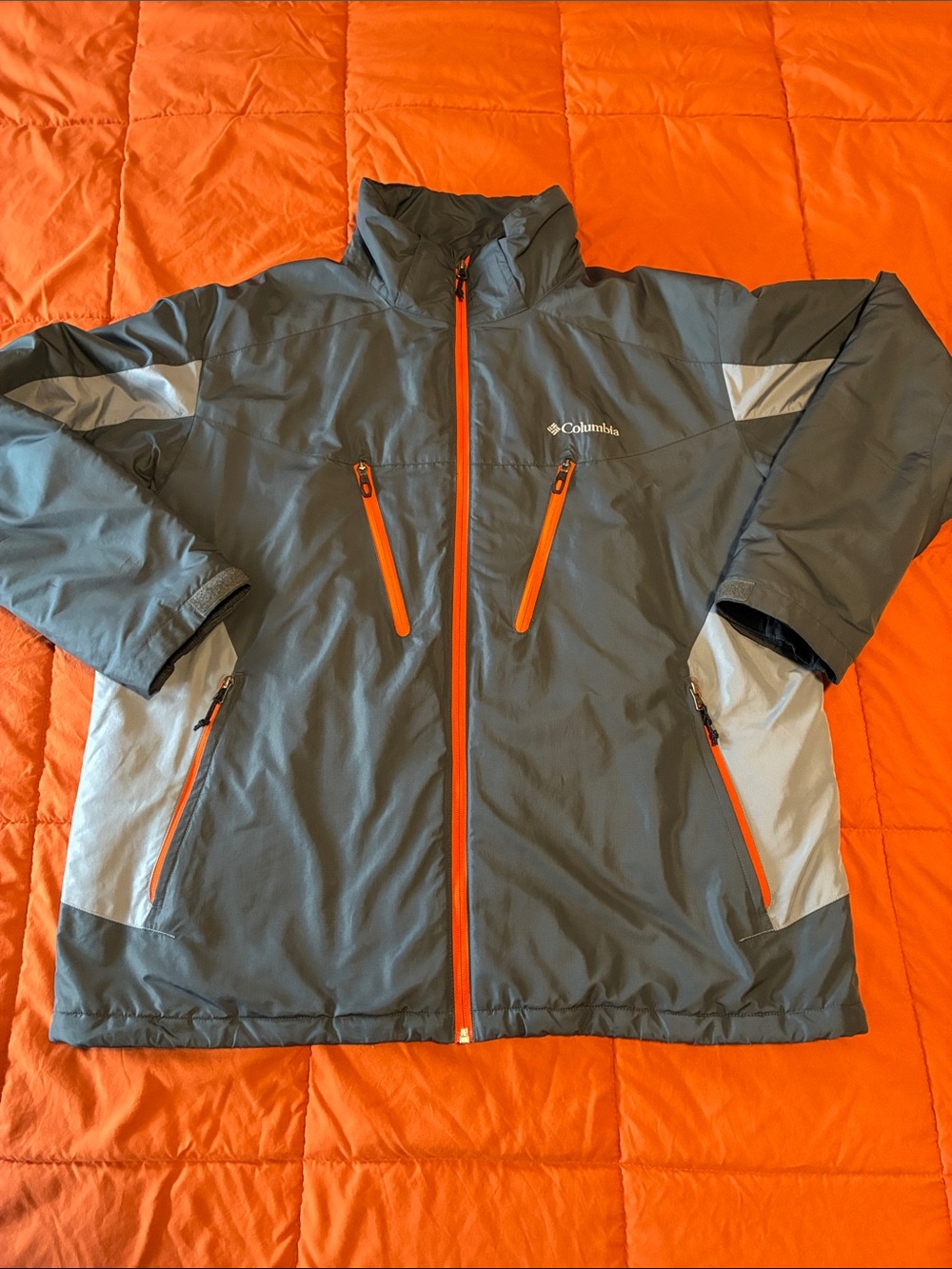 Columbia Men's Gray Jacket with Orange Zippers